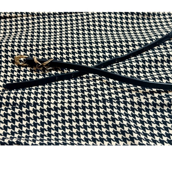 Black and Nude Houndstooth Dress with Belt Size M - Picture 14 of 16